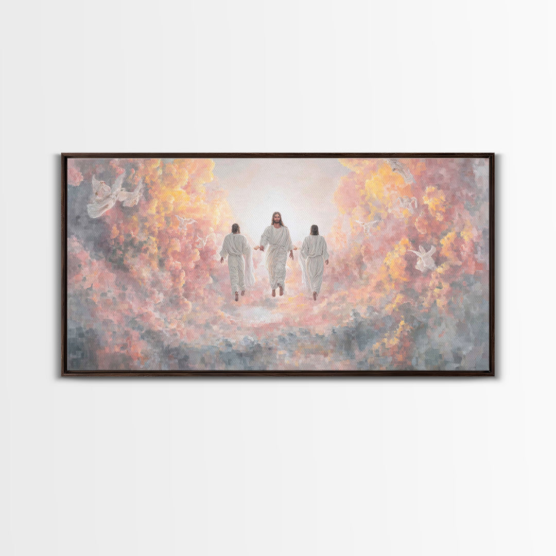 Celestial Gathering – Framed Canvas Print – Christian Art Print – Jesus Painting – Christian Wall Art – Christian Christmas Art – Modern Ch