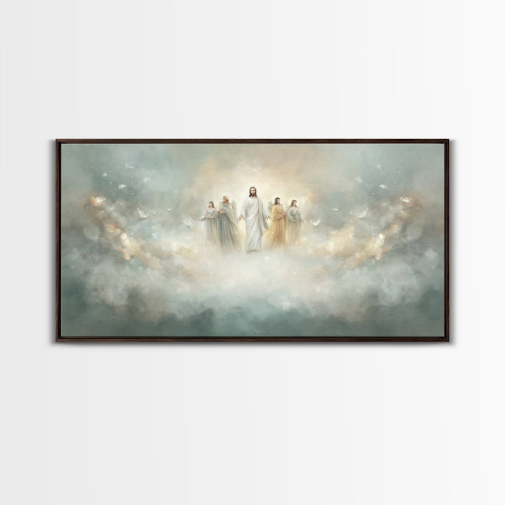 Clouds Of Glory, Framed Canvas Print, Christian Art Canvas, Jesus Painting, Christian Wall Art, Christian Christmas Decor, Modern Christian
