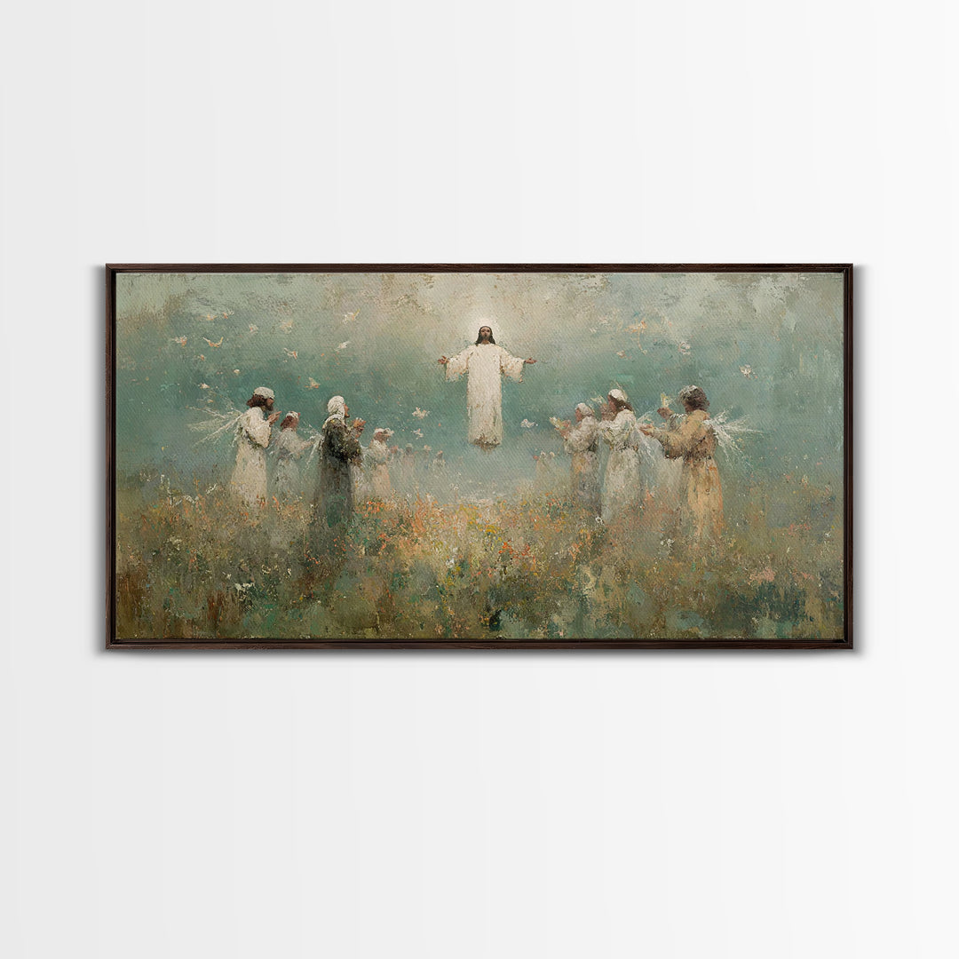 Ascension Field | Framed Canvas Print | Christian Art Print | Jesus Painting | Vintage Christian Art | Christian Wall Art | Christian Gift