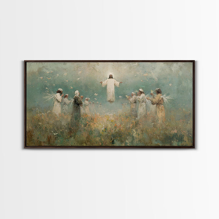 Ascension Field | Framed Canvas Print | Christian Art Print | Jesus Painting | Vintage Christian Art | Christian Wall Art | Christian Gift