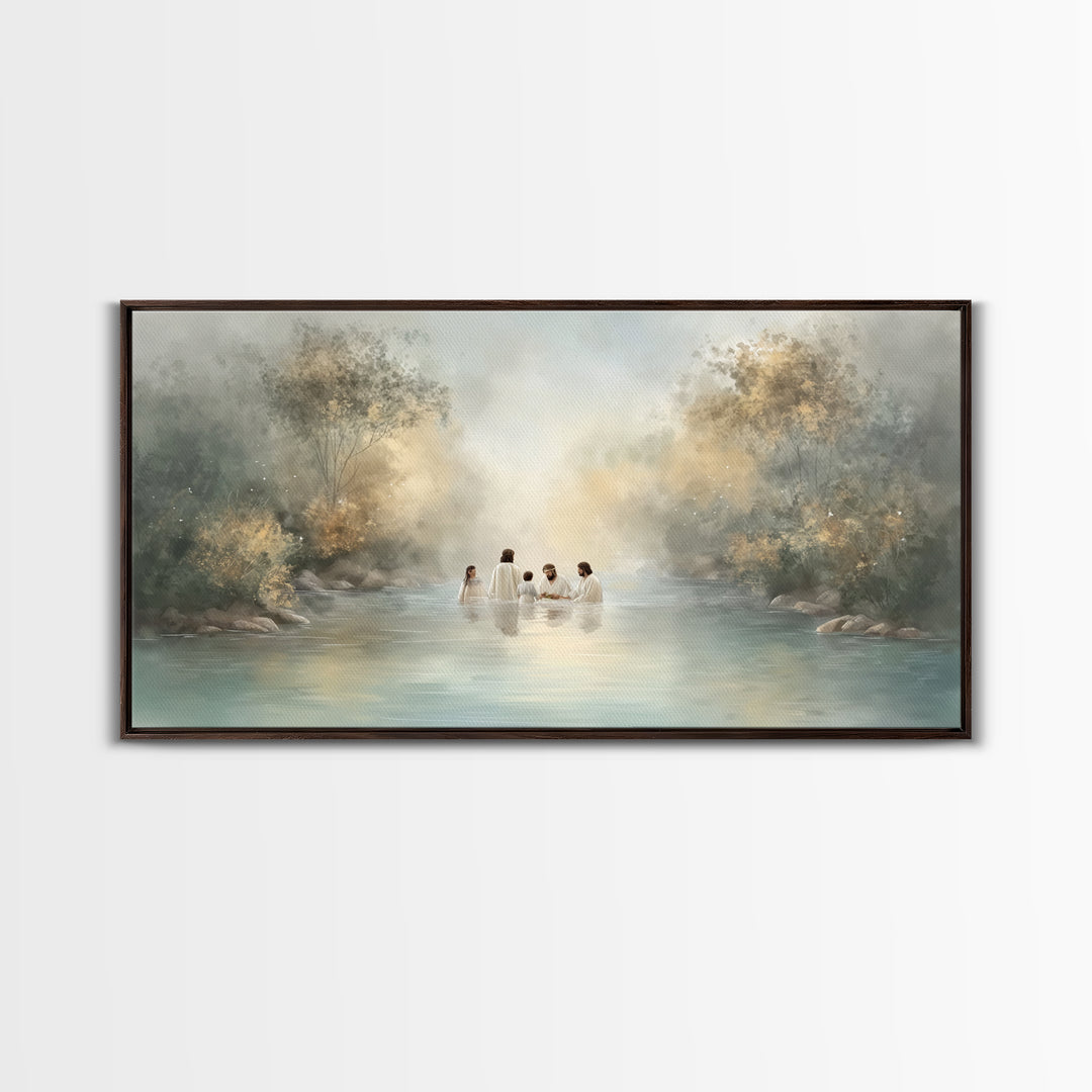 River Blessing – Framed Canvas Print – Christian Wall Art – Jesus Painting – Christian Art Canvas – Subtle Christian Art – Christian Decor