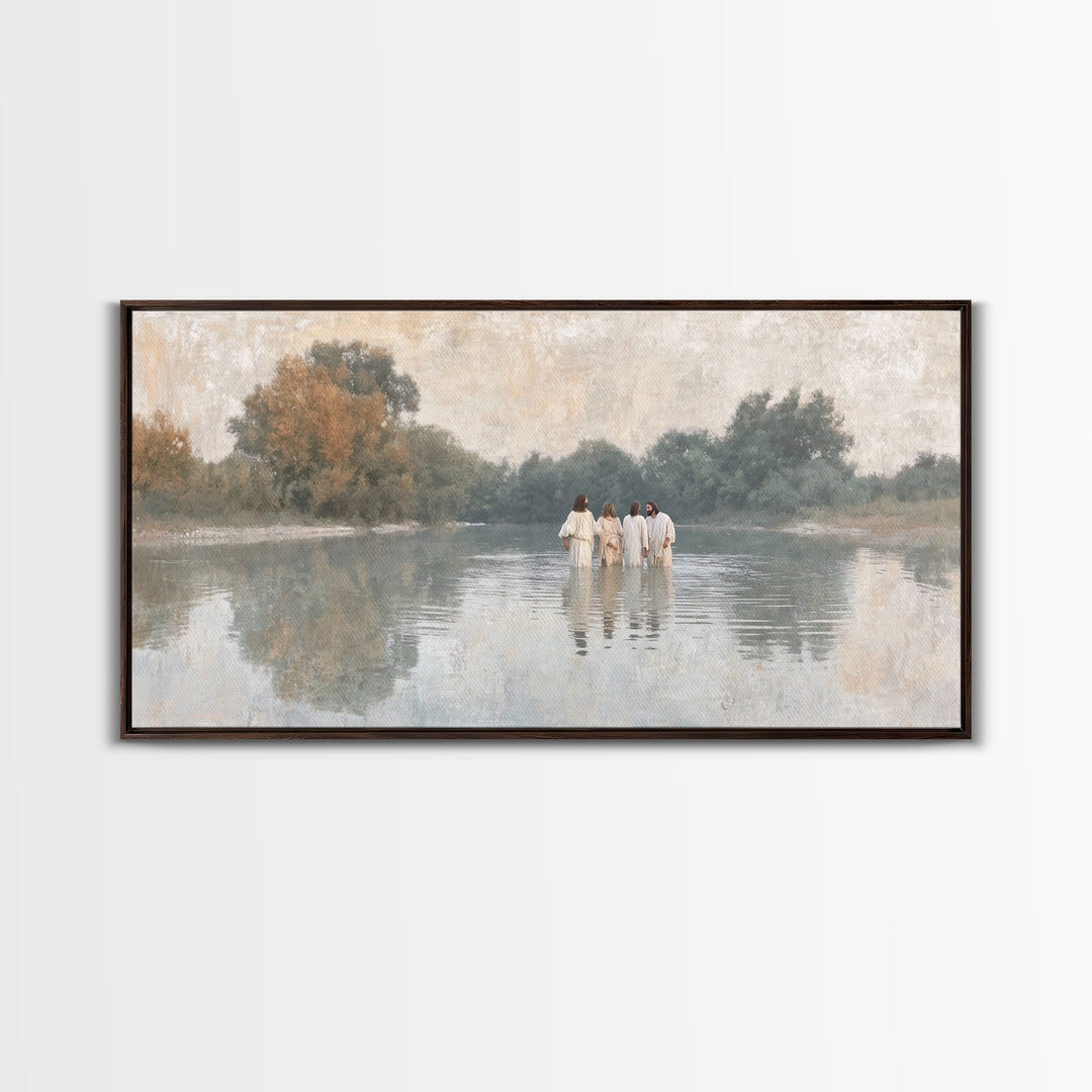 Waterway Journey | Framed Canvas Print | Christian Art Canvas | Subtle Christian Art | Christian Wall Art | Jesus Painting | Christian Deco