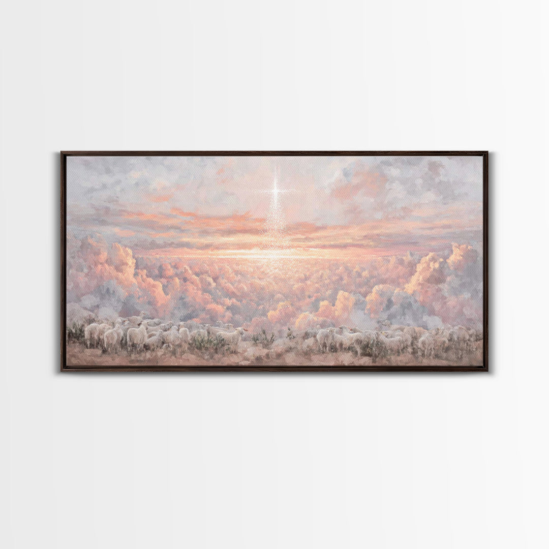 Shepherds Of Dawn - Framed Canvas Print - Christian Art Print - Christmas Wall Art - Modern Christmas Art - Christian Gift Ideas