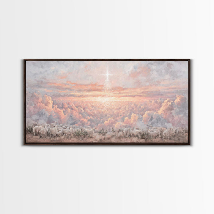 Shepherds Of Dawn - Framed Canvas Print - Christian Art Print - Christmas Wall Art - Modern Christmas Art - Christian Gift Ideas