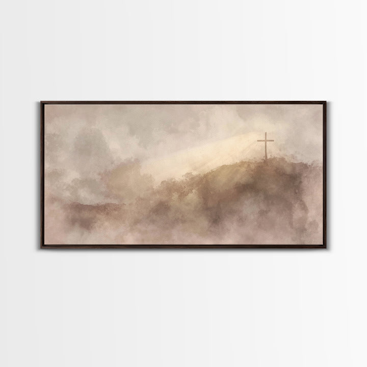 Hilltop Grace – Framed Canvas Print – Christian Wall Art – Christian Art Canvas – Christian Painting – Christian Decor – Christmas Art