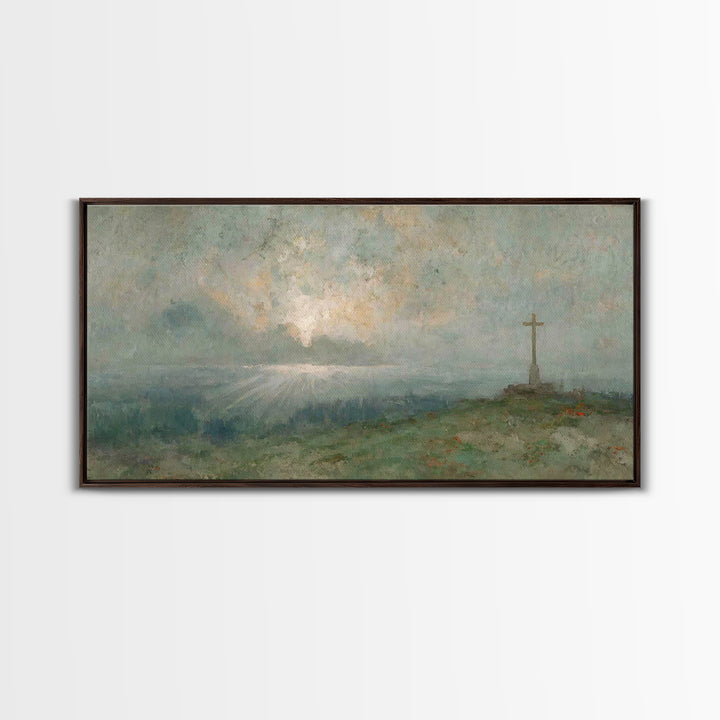 Silent Redeemer, Framed Canvas Print, Christian Art Print, Vintage Christian Art, Christian Wall Art, Christian Painting, Christmas Canvas