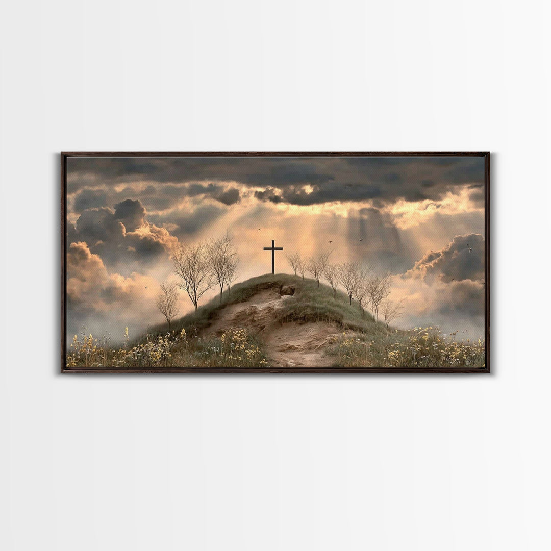 Crosslight Summit | Framed Canvas Print | Christian Wall Art | Moody Christian Art | Christian Art Canvas | Christian Decor For Home | Chri