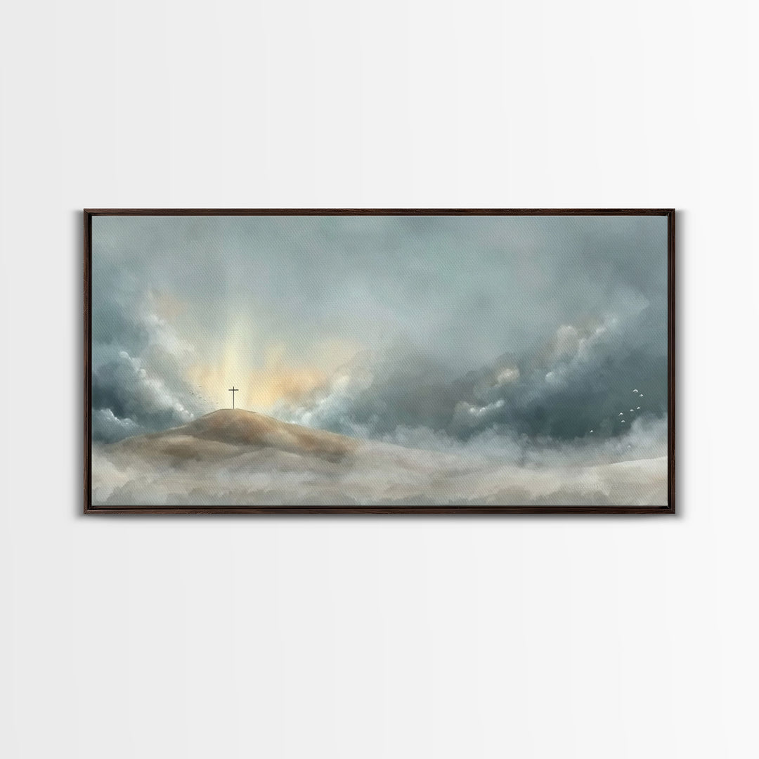 Cloudborn Promise, Framed Canvas Print, Christian Art Canvas, Christian Wall Art, Subtle Christian Paintings, Christian Christmas Decor, Ch