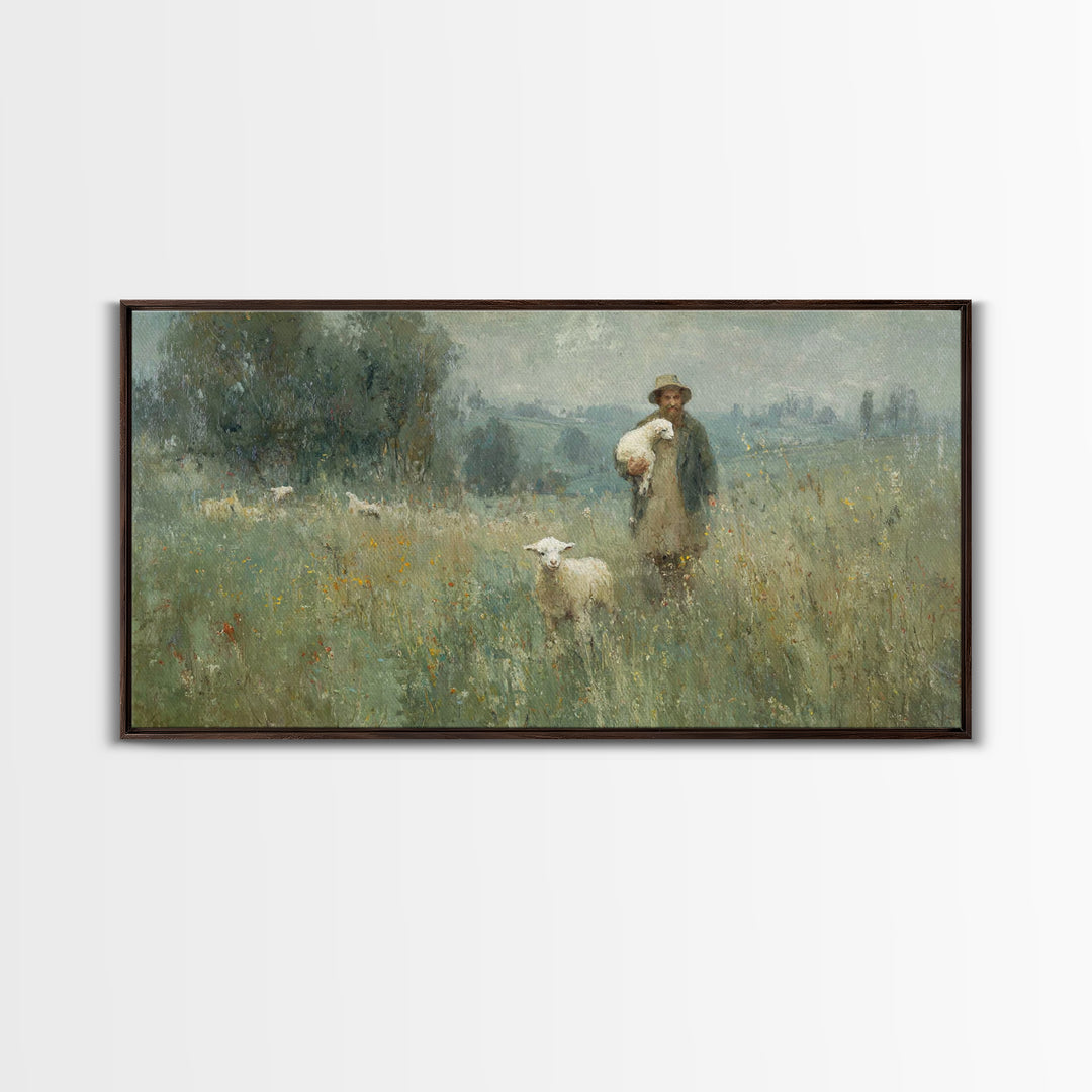 Fields Of Peace | Framed Canvas Print | Christian Art Canvas | Christian Wall Art | Pastoral Christian Art | Christian Painting | Christian