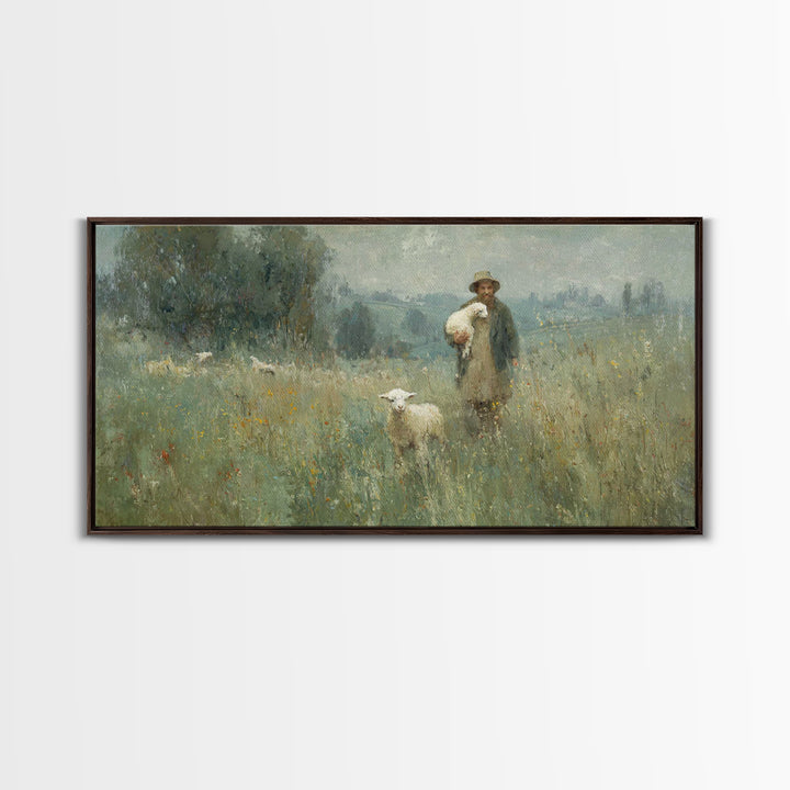 Fields Of Peace | Framed Canvas Print | Christian Art Canvas | Christian Wall Art | Pastoral Christian Art | Christian Painting | Christian