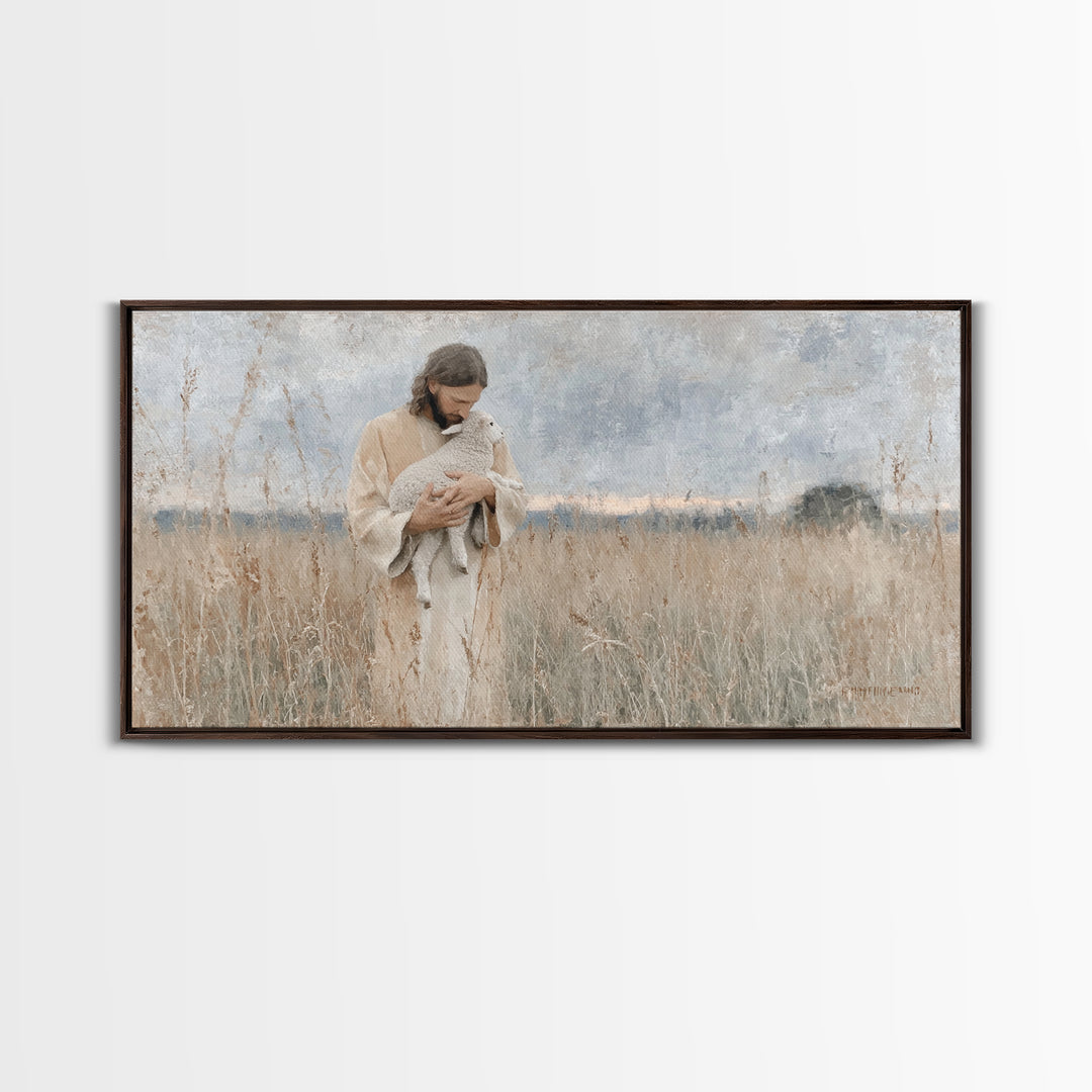 Field Of Compassion - Framed Canvas Print - Christian Art Canvas - Jesus Painting - Minimalist Christian Art - Christian Gift Ideas