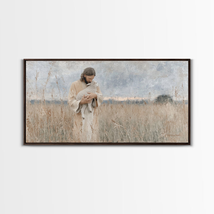 Field Of Compassion - Framed Canvas Print - Christian Art Canvas - Jesus Painting - Minimalist Christian Art - Christian Gift Ideas