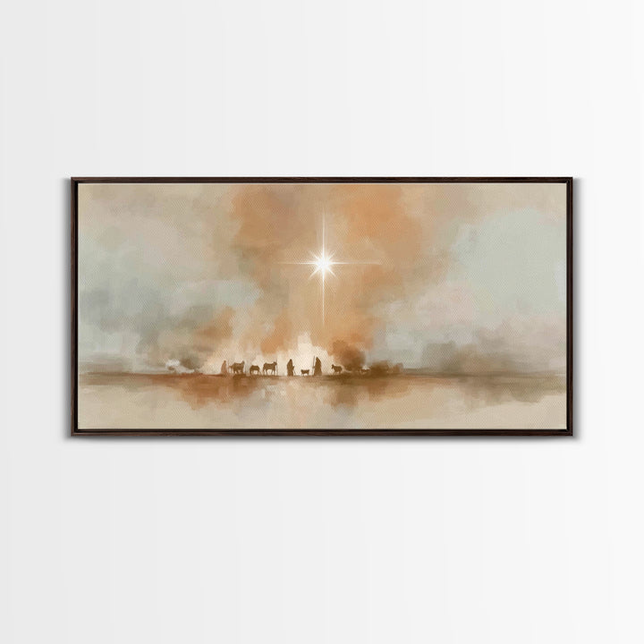 Desert Star Path - Framed Canvas Print - Christian Christmas Art - Vintage Christmas Art - Christmas Canvas Wall Art - Christian Art Print