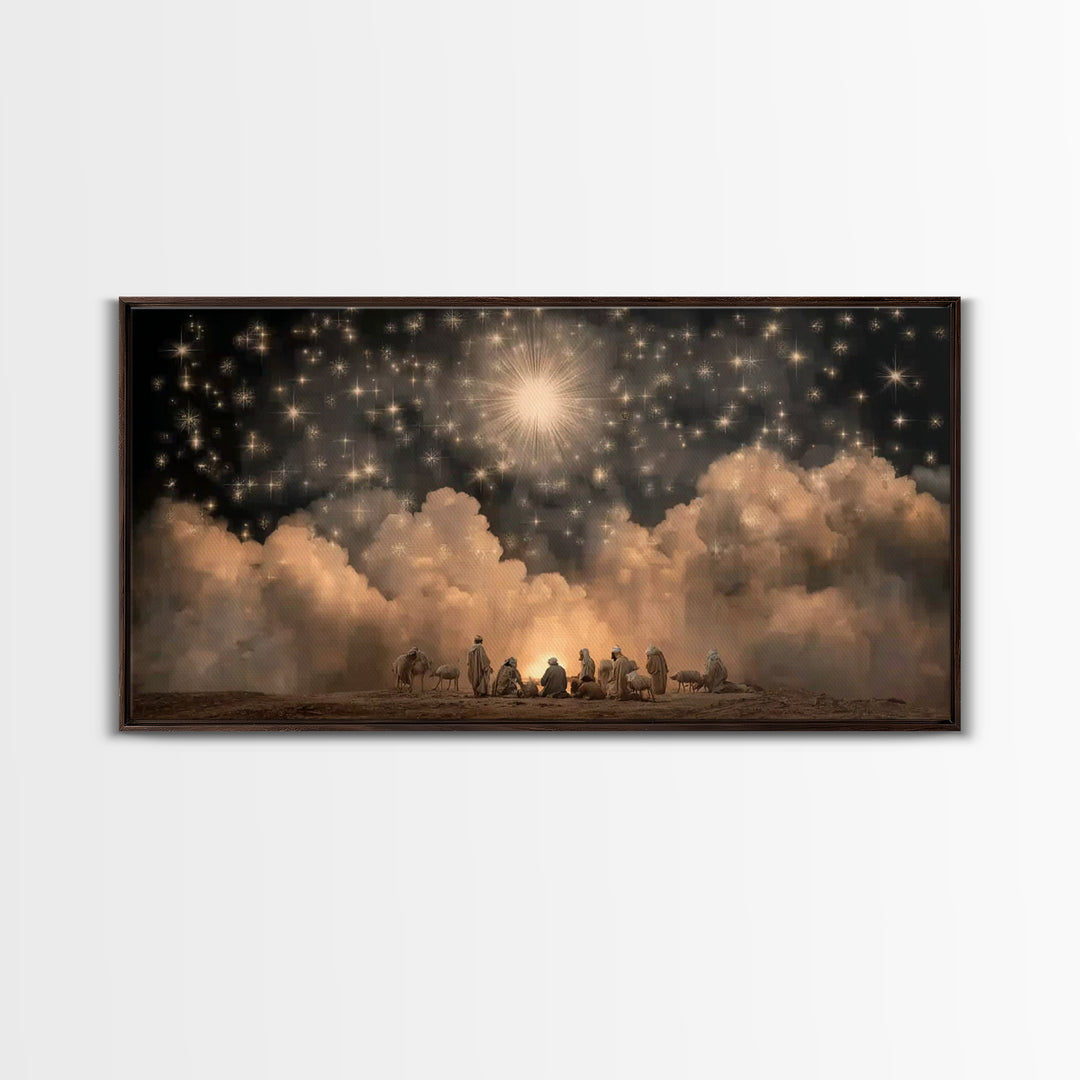 Radiant Heavens - Framed Canvas Print - Christmas Art Framed - Christian Christmas Art - Modern Christian Art - Christian Decorations