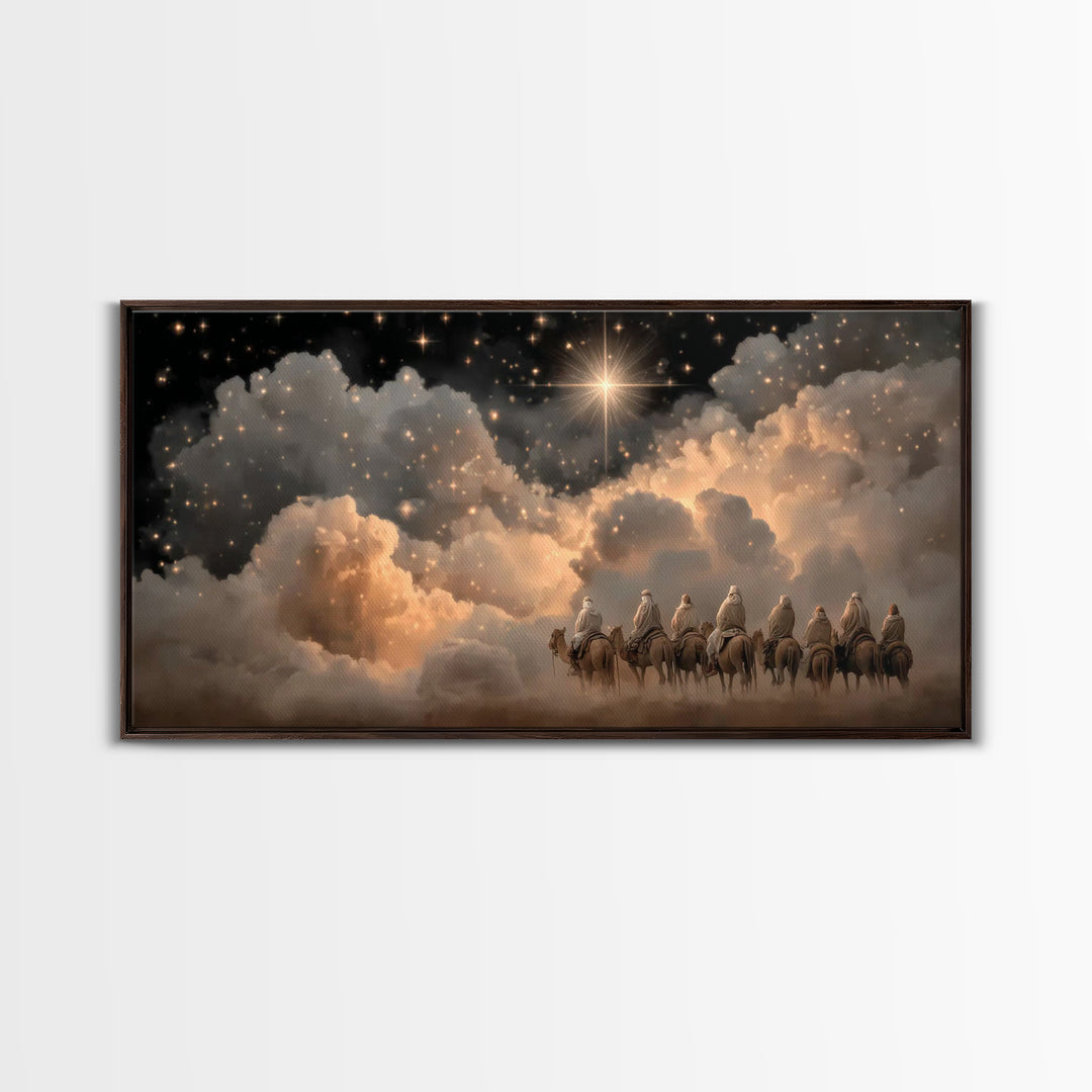 Star Of The East - Framed Canvas Print - Christmas Canvas Wall Art - Christian Christmas Art - Christian Art Canvas - Moody Christmas Art