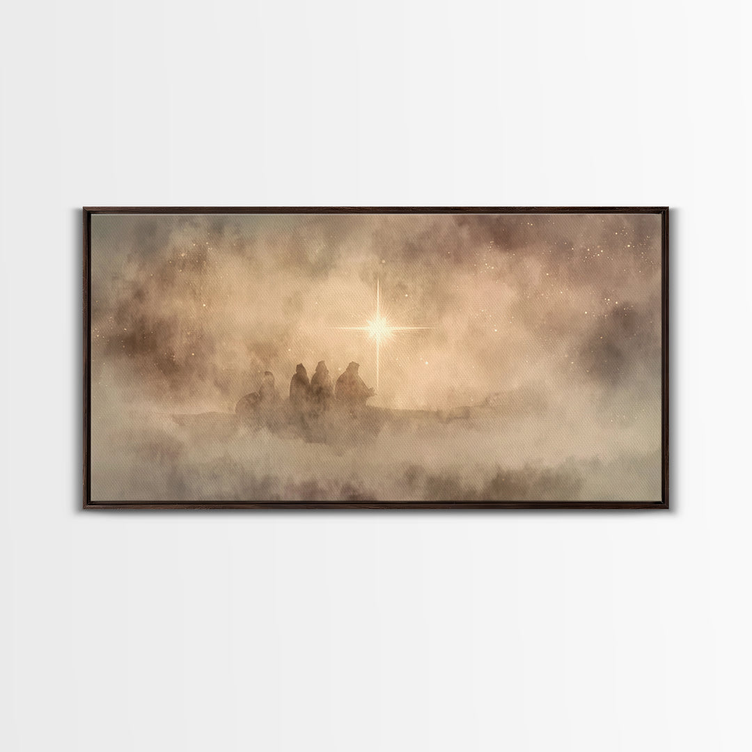 Starborn Wonder - Framed Canvas Print - Christian Christmas Art - Christmas Wall Art - Moody Christmas Art - Christian Art Canvas