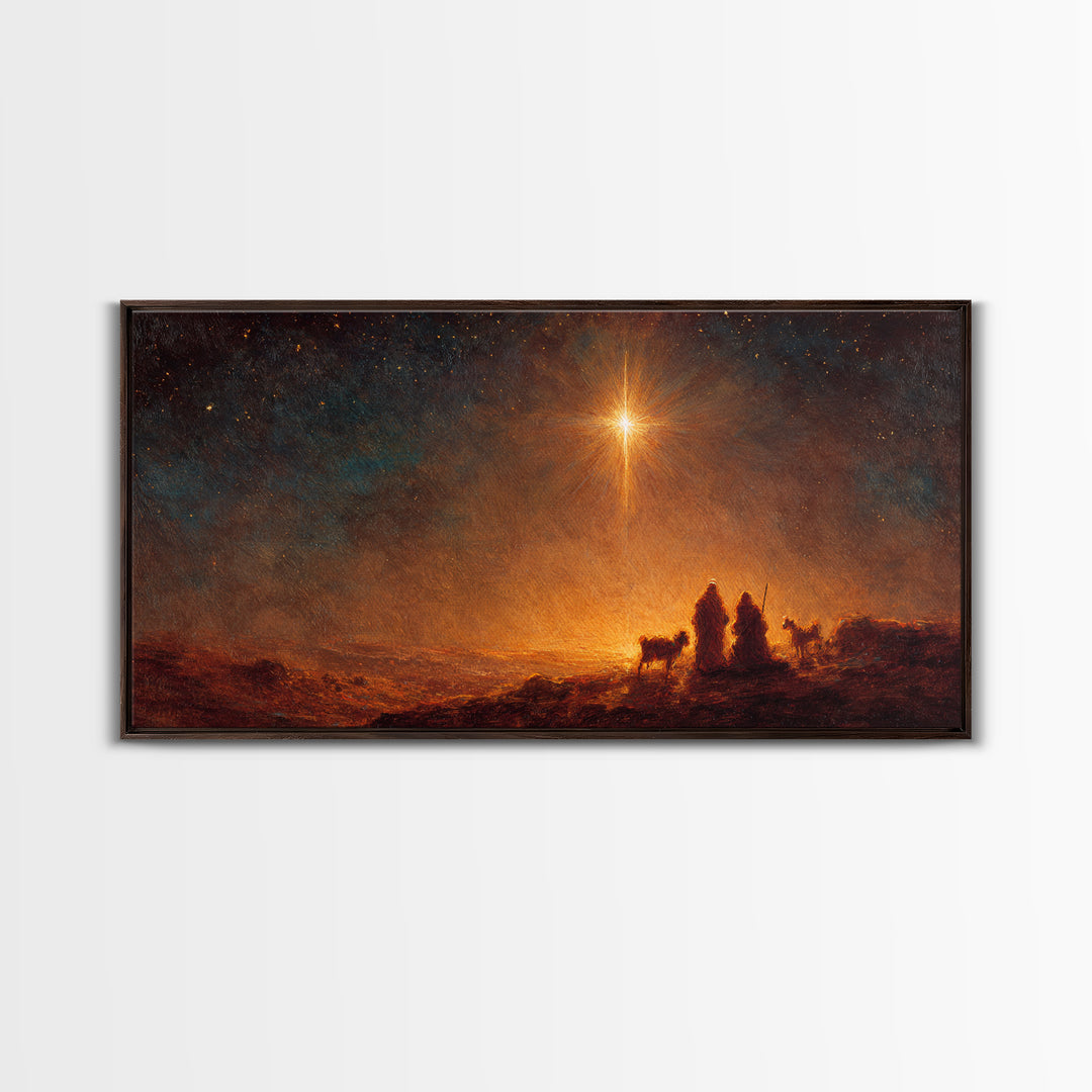 The Guiding Star – Framed Canvas Print – Christian Wall Art – Christian Art Canvas – Christmas Art – Jesus Painting – Christian Christmas A