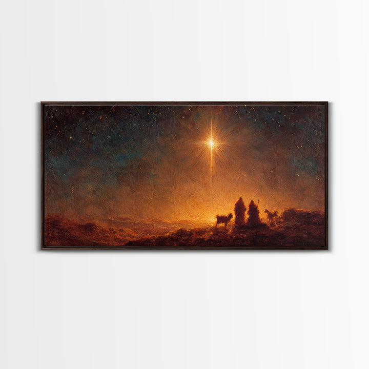 The Guiding Star – Framed Canvas Print – Christian Wall Art – Christian Art Canvas – Christmas Art – Jesus Painting – Christian Christmas A