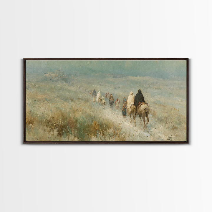 Desert Caravan, Framed Canvas Print, Christian Art Canvas, Christian Wall Art, Christian Christmas Art, Christmas Canvas Wall Art, Xmas