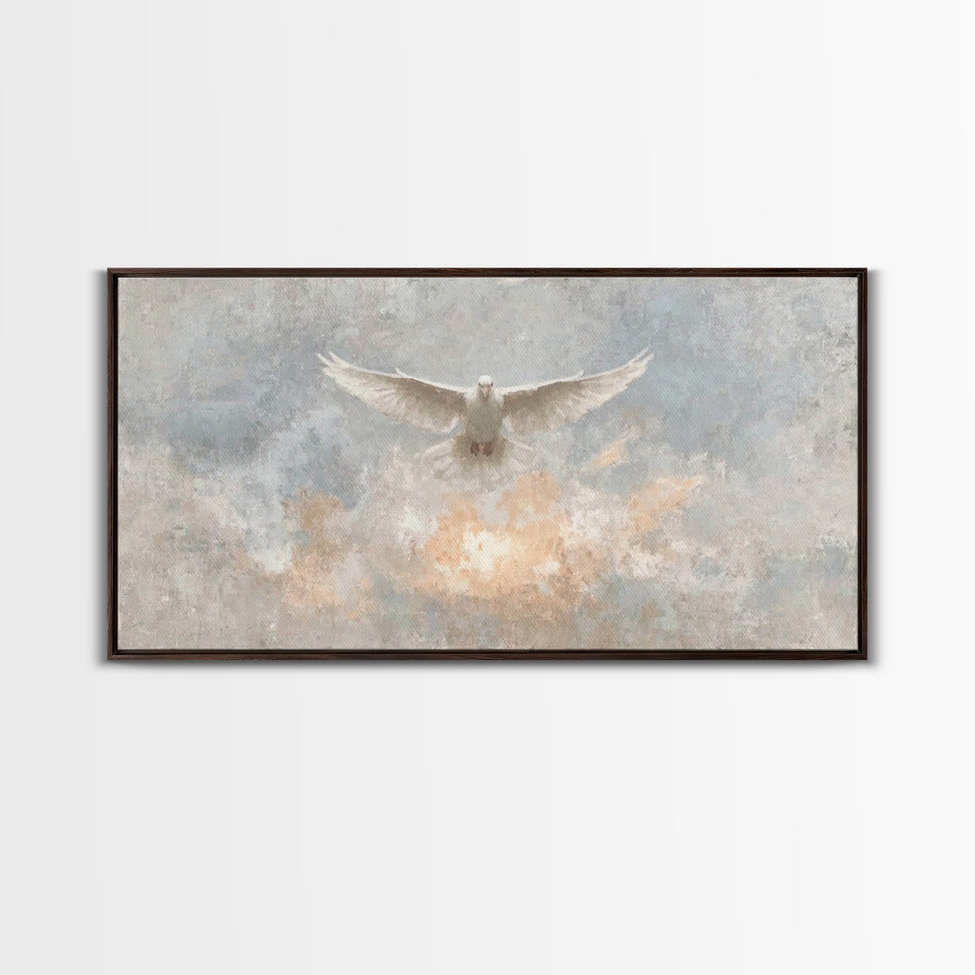 Heavenly Dove, Framed Canvas Print, Christian Wall Art, Christian Art Print, Christian Decor, Jesus Painting, Christmas Art