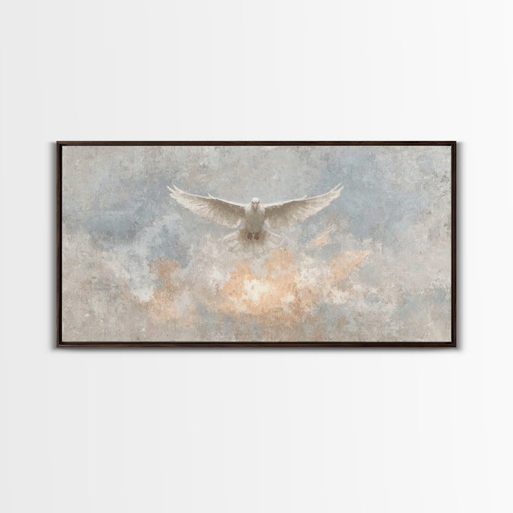 Heavenly Dove, Framed Canvas Print, Christian Wall Art, Christian Art Print, Christian Decor, Jesus Painting, Christmas Art