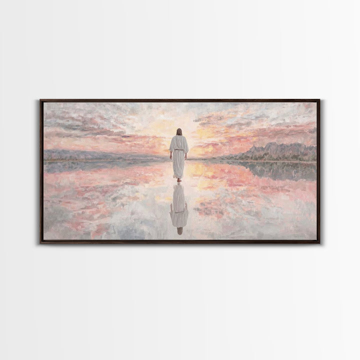 Walk Of Grace - Framed Canvas Print - Jesus Painting - Christian Wall Art - Modern Christian Art - Large Christian Painting