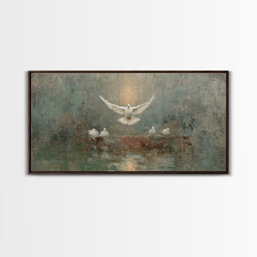 Dove Of Glory, Framed Canvas Print, Christian Art Canvas, Christian Wall Art, Christian Painting, Christmas Art, Christian Decor
