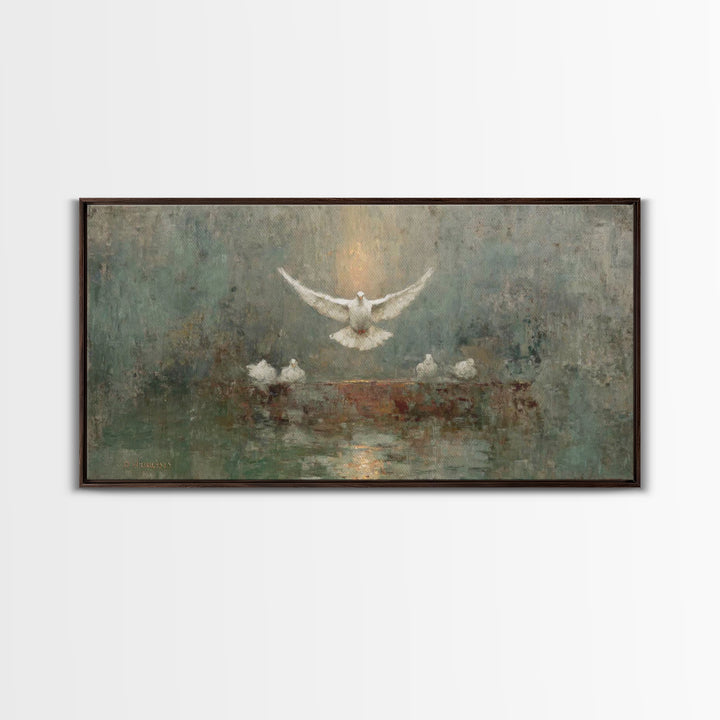 Dove Of Glory, Framed Canvas Print, Christian Art Canvas, Christian Wall Art, Christian Painting, Christmas Art, Christian Decor