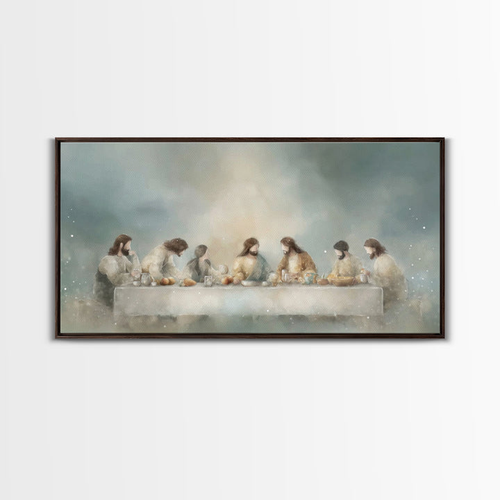Sacred Supper Light, Framed Canvas Print, Christian Art Canvas, Christian Wall Art, Modern Christian Art, Jesus Painting, Christmas Art Pri