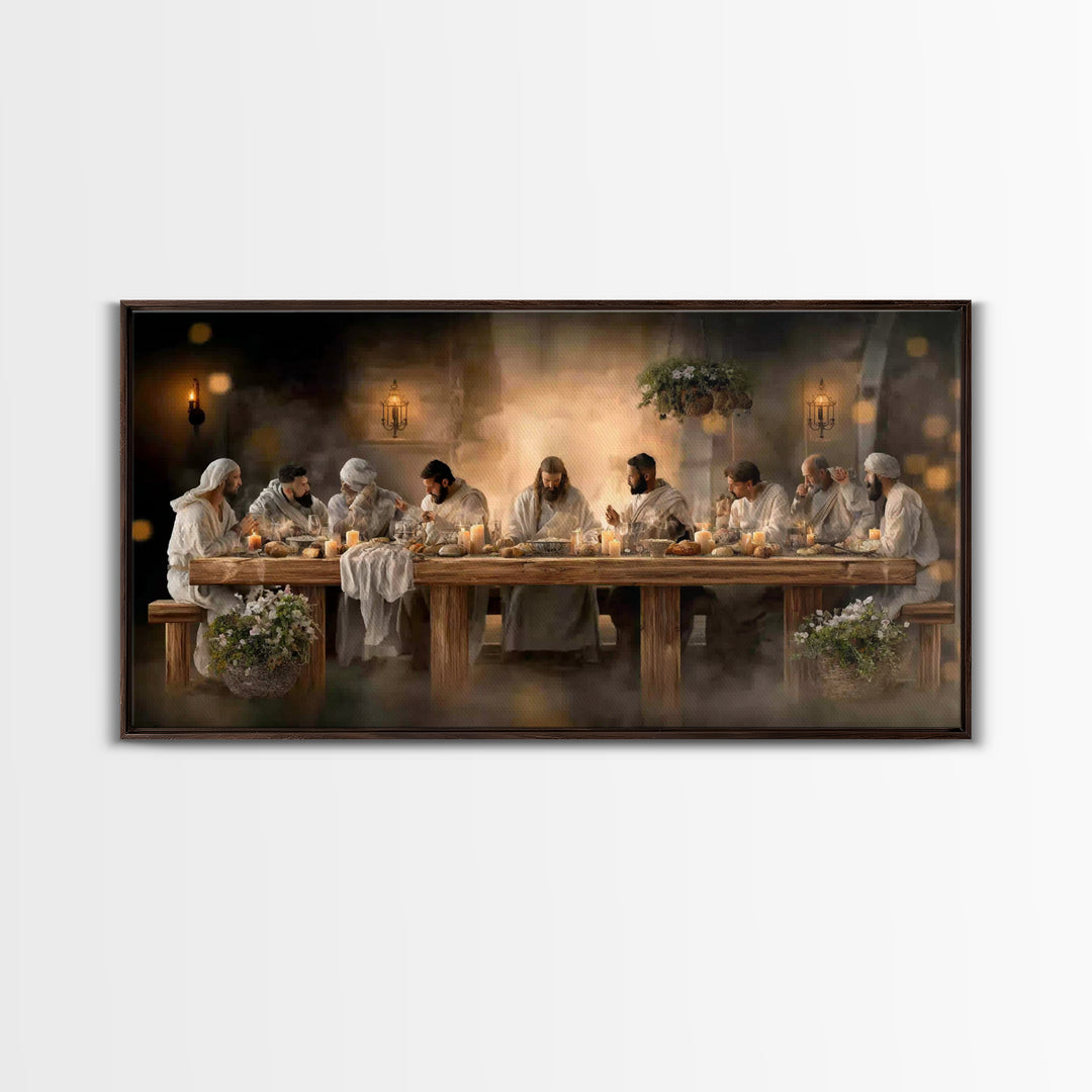 Desert Supper Glow, Framed Canvas Print, Christian Wall Art, Christian Art Canvas, Jesus Painting, Christian Christmas Art, Modern Christia