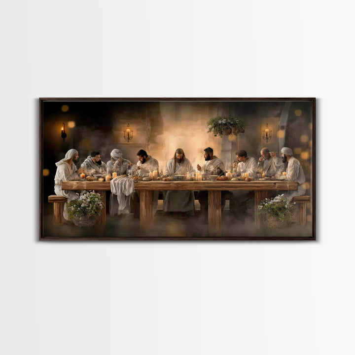 Desert Supper Glow, Framed Canvas Print, Christian Wall Art, Christian Art Canvas, Jesus Painting, Christian Christmas Art, Modern Christia