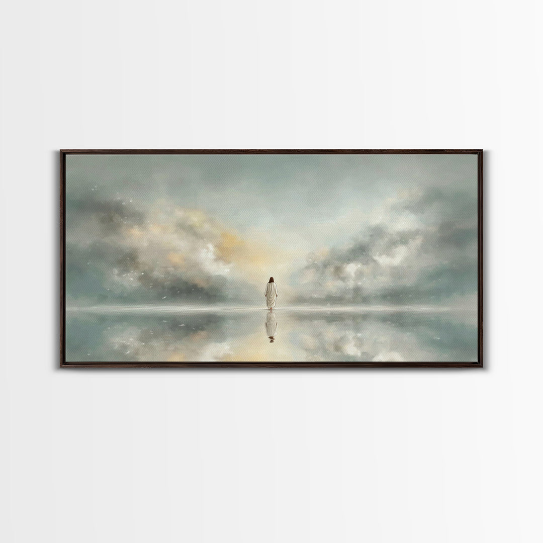 Light Upon Still Waters - Framed Canvas Print - Modern Christian Art - Christian Art Canvas - Christian Decor For Home - Jesus Art Print