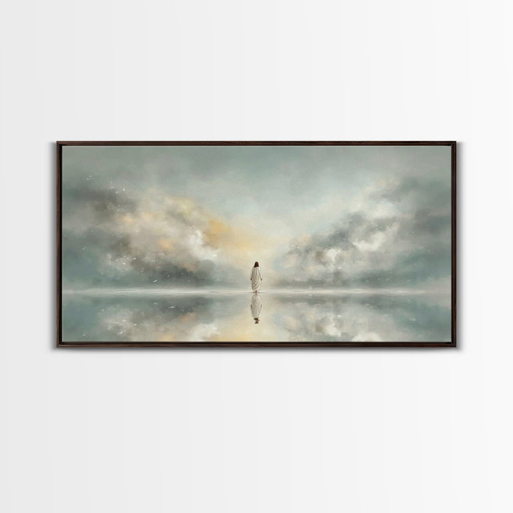 Light Upon Still Waters - Framed Canvas Print - Modern Christian Art - Christian Art Canvas - Christian Decor For Home - Jesus Art Print