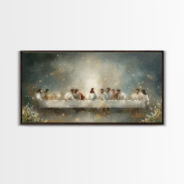 Luminous Last Supper – Framed Canvas Print – Christian Wall Art – Christian Art Print – Jesus Painting – Christmas Art Prints – Modern Chri