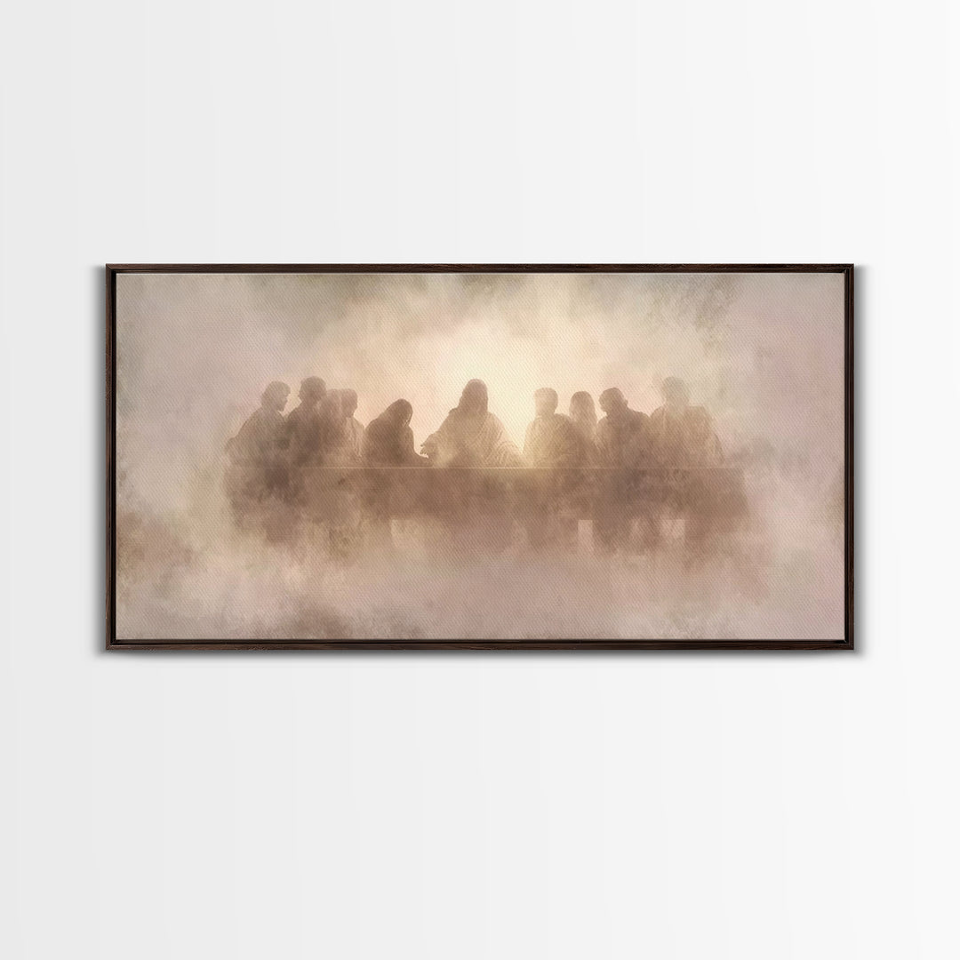 Heavenly Communion Mist, Framed Canvas Print, Christian Art Canvas, Jesus Painting, Christian Wall Art, Christmas Art, Christian Decor