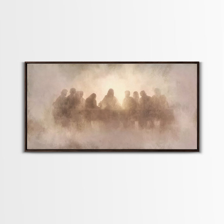 Heavenly Communion Mist, Framed Canvas Print, Christian Art Canvas, Jesus Painting, Christian Wall Art, Christmas Art, Christian Decor
