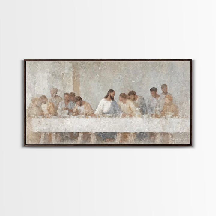 Graceful Table Gathering – Framed Canvas Print – Christian Painting – Jesus Art Print – Christian Wall Art – Christmas Art – Christian Deco