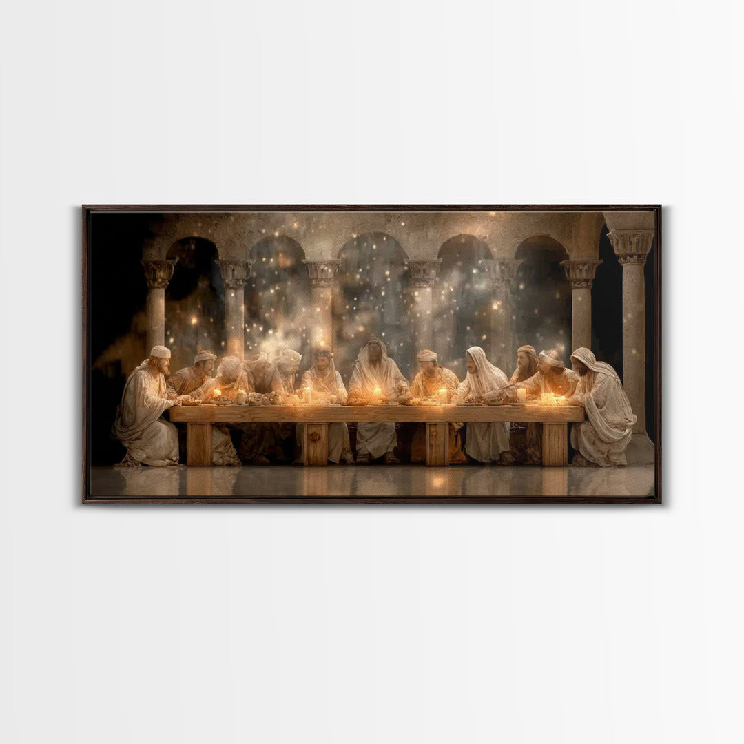 Divine Supper Radiance, Framed Canvas Print, Christian Art Work, Jesus Painting, Christian Wall Art, Christmas Art, Christian Decor