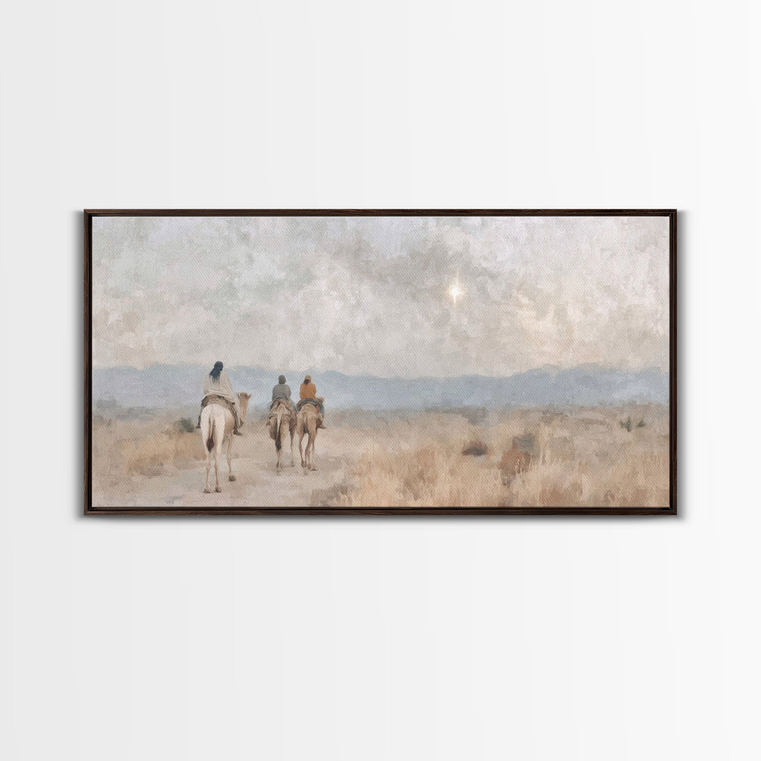 Starbound Pilgrimage, Framed Canvas Print, Christian Art Canvas, Christian Wall Art, Christian Christmas Art, Christmas Art, Christian Deco