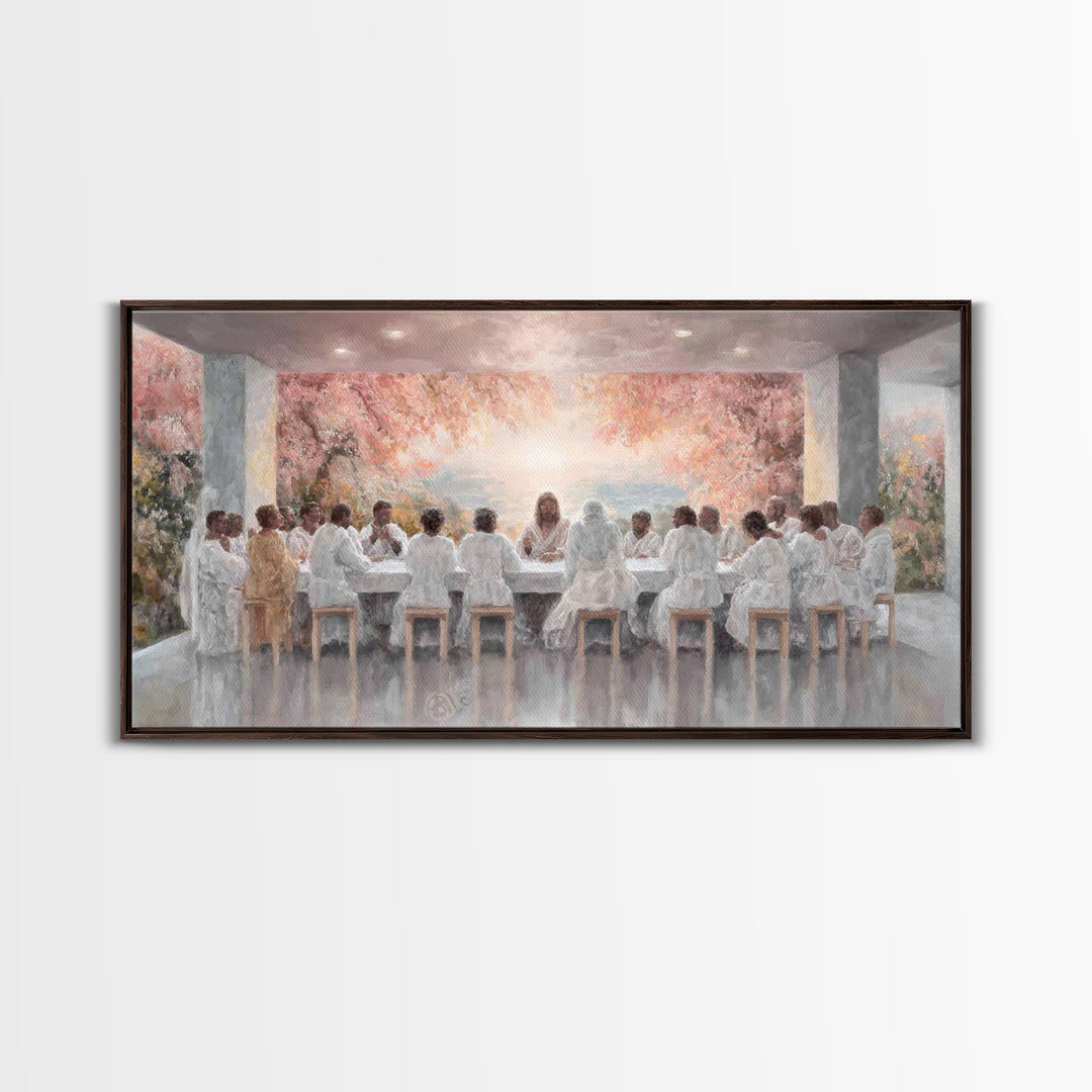 Celestial Supper Bloom – Framed Canvas Print – Christian Art Canvas – Jesus Painting – Christian Wall Art – Christmas Art – Christian Decor