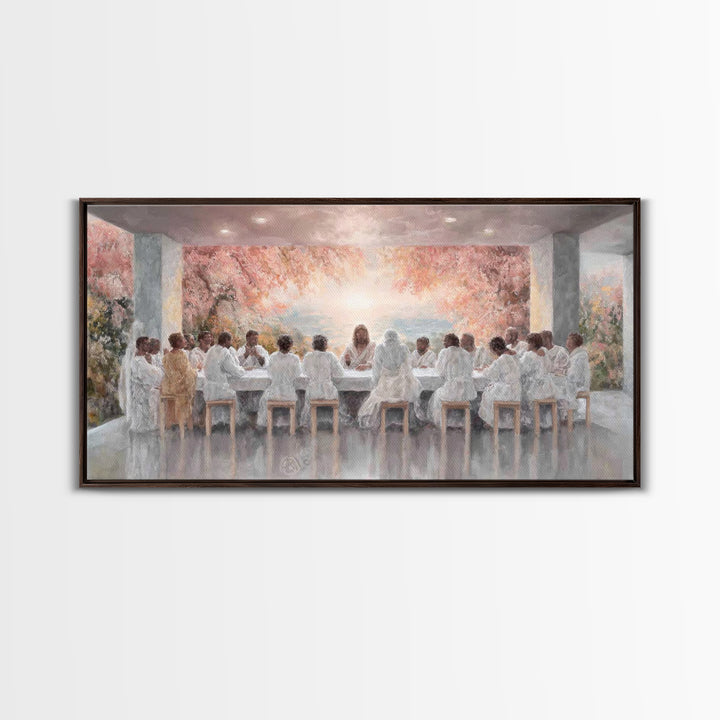 Celestial Supper Bloom – Framed Canvas Print – Christian Art Canvas – Jesus Painting – Christian Wall Art – Christmas Art – Christian Decor