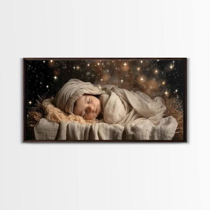 Starborn Child | Framed Canvas Print | Christian Christmas Art | Christian Art Canvas | Jesus Christmas Art | Christian Wall Art | Christma