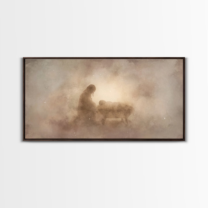 Holy Night Glow – Framed Canvas Print – Christian Wall Art – Jesus Christmas Art – Christian Art Canvas – Christmas Wall Art – Christian De