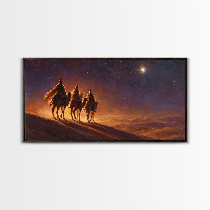 Desert Star Journey – Framed Canvas Print – Christian Wall Art – Christmas Art Prints – Christian Art Canvas – Christian Christmas Decor –