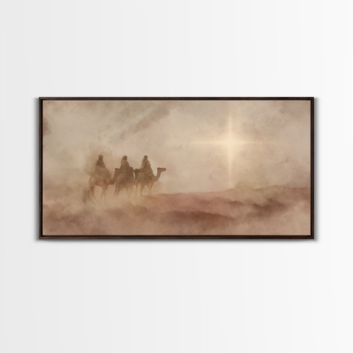 Guiding Star Mist – Framed Canvas Print – Christian Christmas Art – Modern Christian Art – Christian Wall Art – Jesus Painting – Christmas