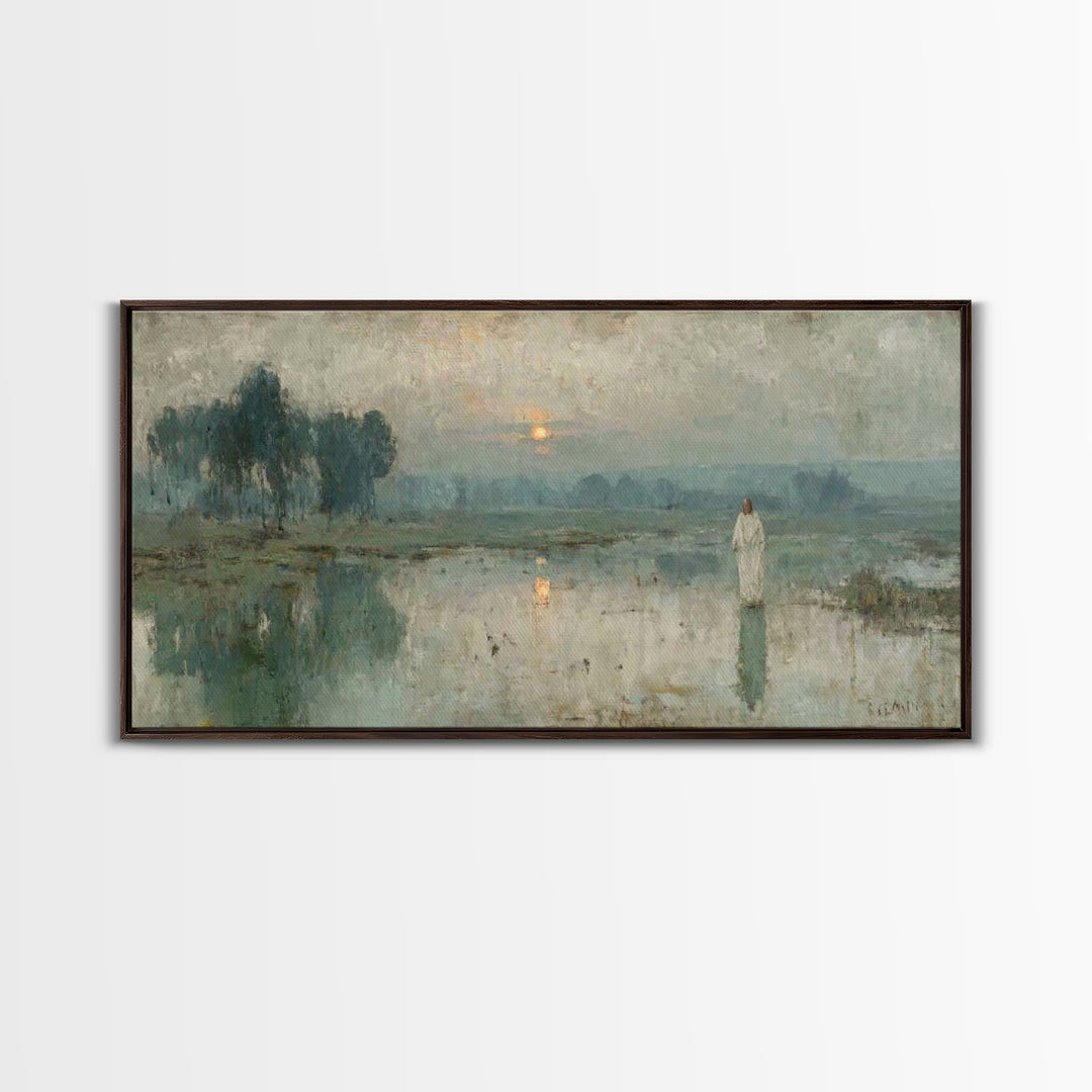 Morning Stillness – Framed Canvas Print – Jesus Canvas Art – Christian Art Work – Subtle Christian Art – Christian Wall Art