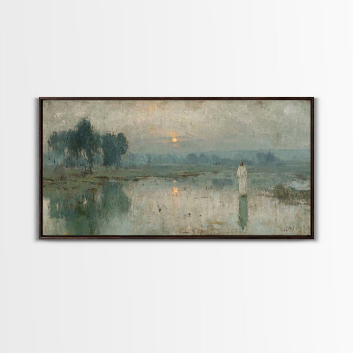 Morning Stillness – Framed Canvas Print – Jesus Canvas Art – Christian Art Work – Subtle Christian Art – Christian Wall Art