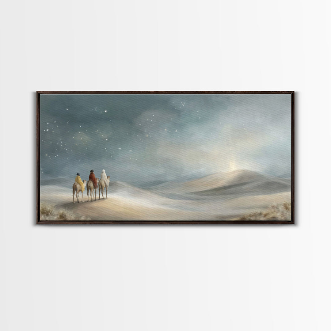 Desert Star Path, Framed Canvas Print, Christian Art Canvas, Christian Wall Art, Christmas Art Prints, Christian Christmas Art, Jesus Paint
