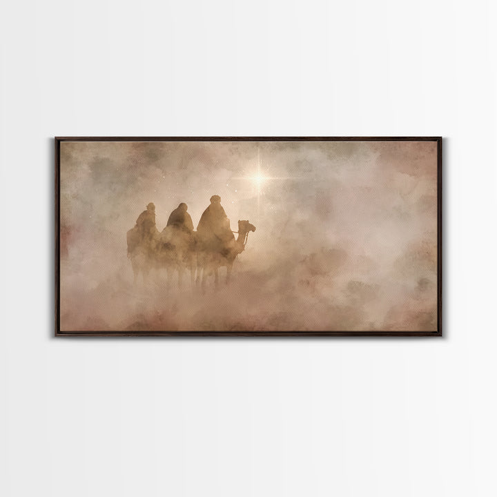 Three Kings Dawn – Framed Canvas Print – Christian Art Canvas – Christian Christmas Art – Christmas Wall Art – Modern Christian Art – Jesus