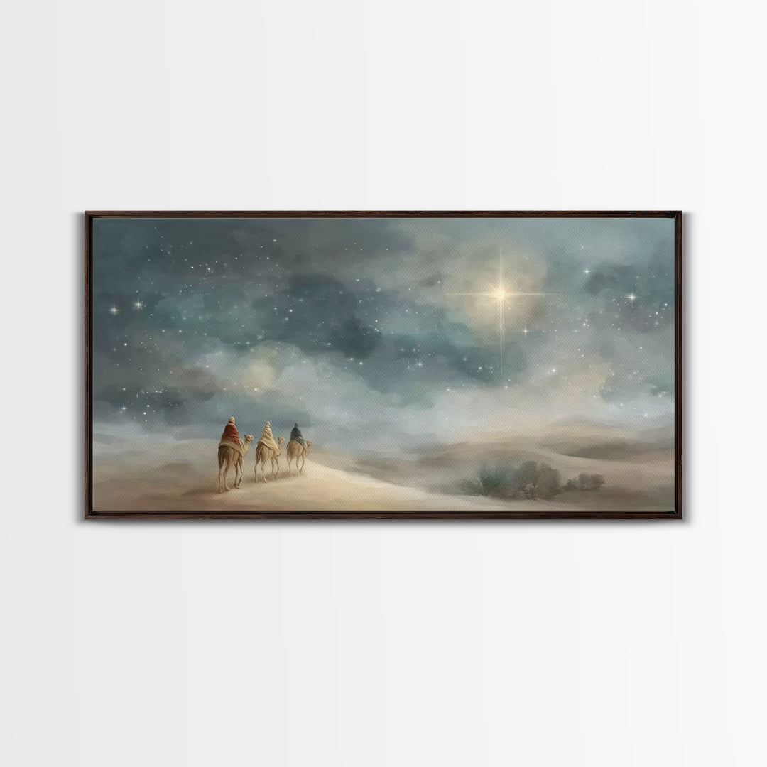 Star Of Promise, Framed Canvas Print, Christian Art Canvas, Christmas Wall Art, Christian Christmas Art, Modern Christian Painting, Christi